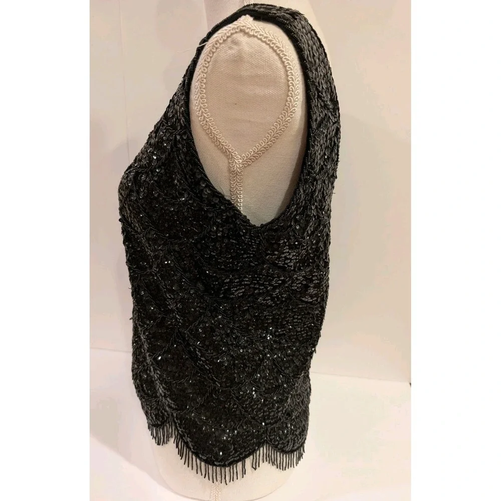 Tank Top Women's Vintage Wool Beaded Sequins Made in Hong Kong Size Medium - Picture 5 of 12